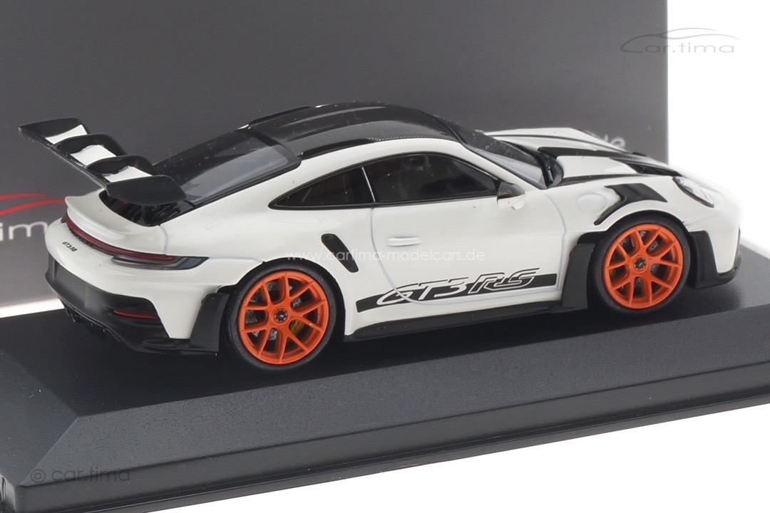 Porsche 911 (992) GT3 RS Weissach Paket Weiß/Gulforange Minichamps car.tima CUSTOMIZED 1:43