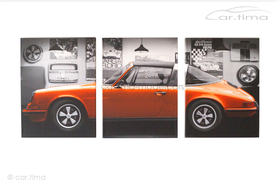 Kunstdruck auf Leinwand/Keilrahmen Porsche 911 Targa orange 136,5x60 cm