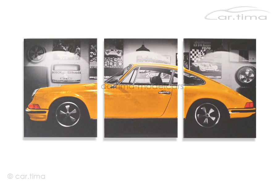 Kunstdruck auf Leinwand/Keilrahmen Porsche 911 S Signalgelb 136,5x60 cm