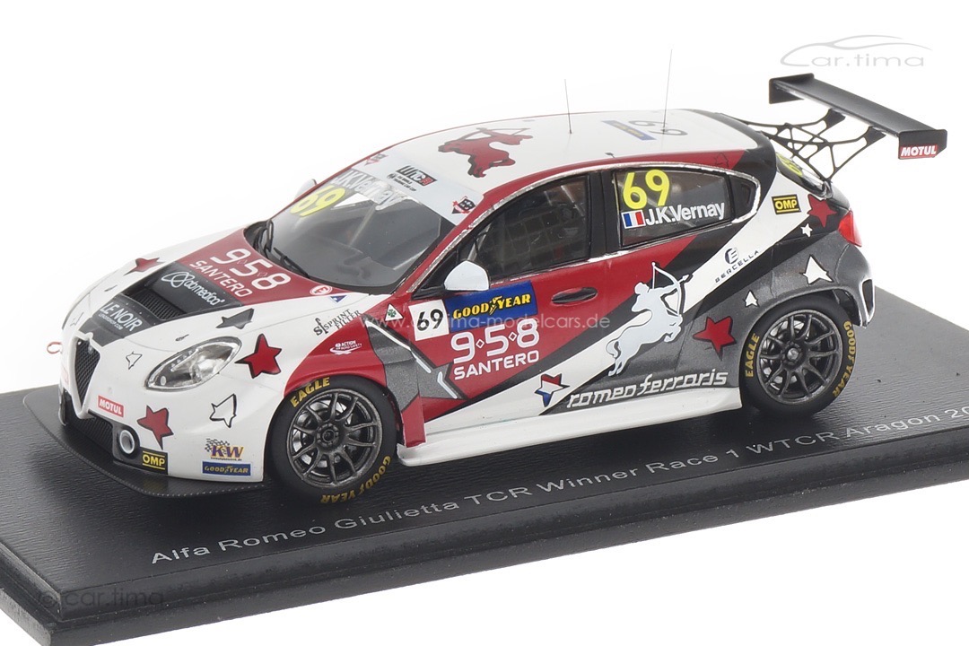Alfa Romeo Giulietta TCR Winner Race 1 WTCR 2020 Aragon Jean-Karl Vernay Spark 1:43 S8971 Alfa Romeo Giulietta TCR Winner Race 1 WTCR 2020 Aragon Jean-Karl Vernay Spark 1:43 S8971