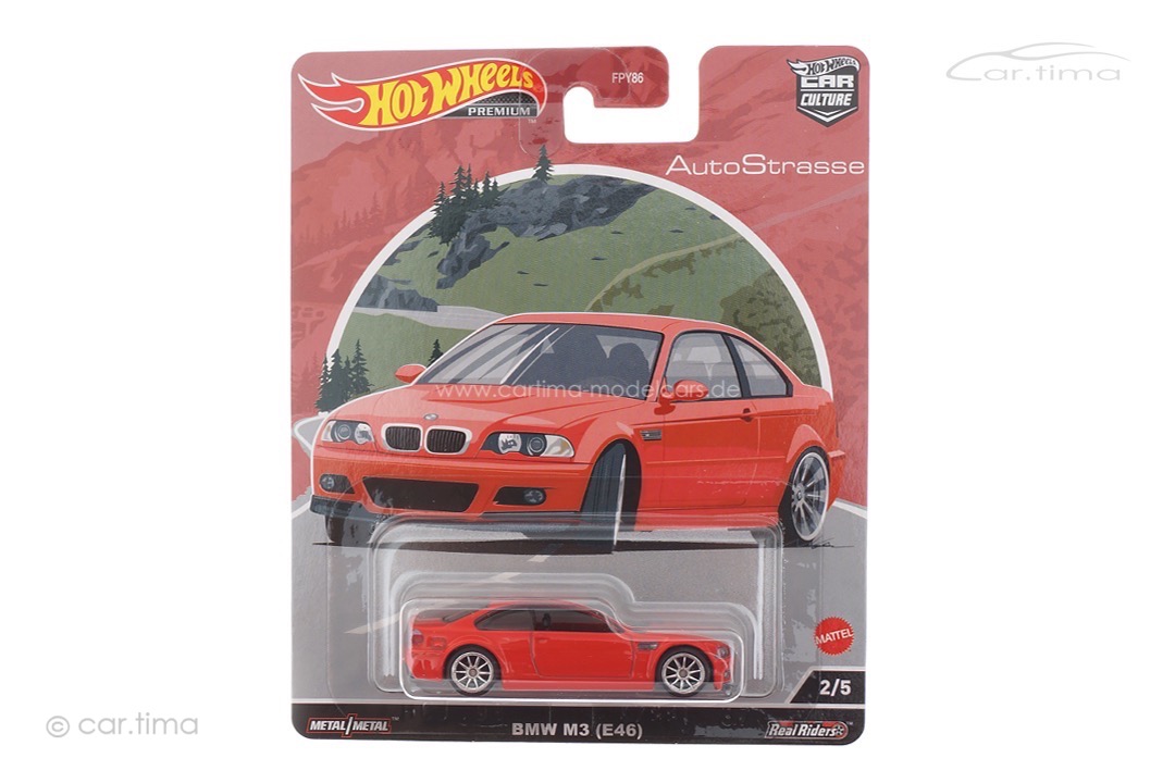 BMW M3 (E46) rot AutoStrasse 2/5 Real Riders Hot Wheels 1:64 FPY86-HCK19