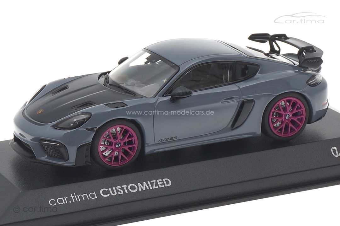 Porsche 718 Cayman GT4 RS Arktikgrau/Rad sternrubin Minichamps car.tima CUSTOMIZED 1:43 Porsche 718 Cayman GT4 RS Arktikgrau/Rad sternrubin Minichamps car.tima CUSTOMIZED 1:43