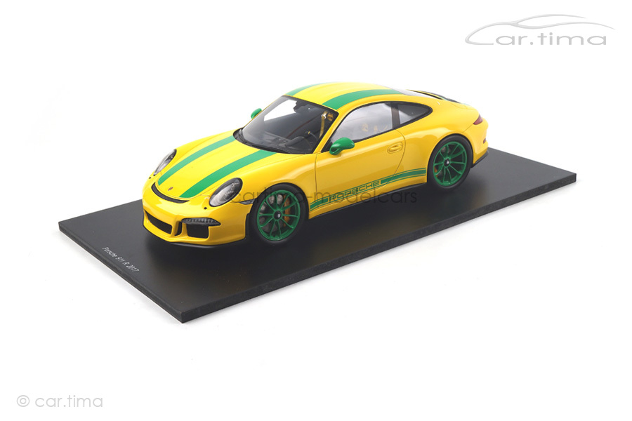 Porsche 911 (991) R Racinggelb/Dekorstreifen grün Spark 1:18 18S259 Porsche 911 (991) R Racinggelb/Dekorstreifen grün Spark 1:18 18S259