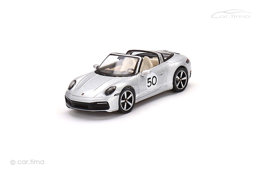Porsche 911 (992) Targa 4S Heritage Design GT-Silber met. MINI GT 1:64 MGT00507-L