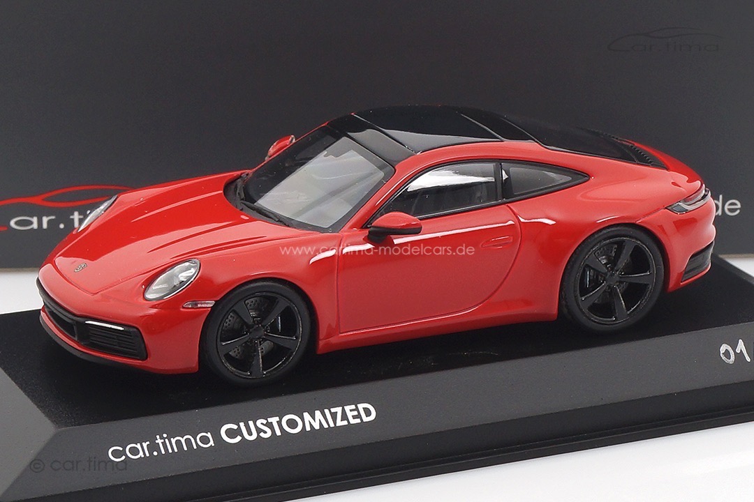 Porsche 911 (992) Carrera Indischrot/Rad schwarz Minichamps car.tima CUSTOMIZED 1:43