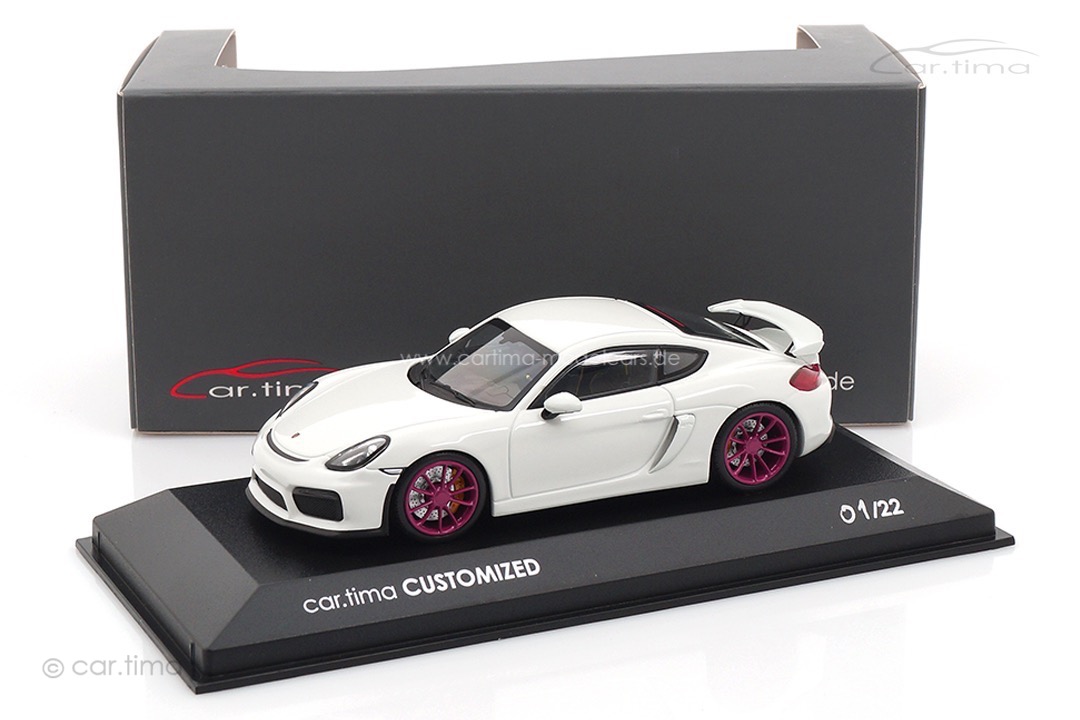 Porsche Cayman GT4 Weiß/Rad sternrubin Minichamps car.tima CUSTOMIZED 1:43