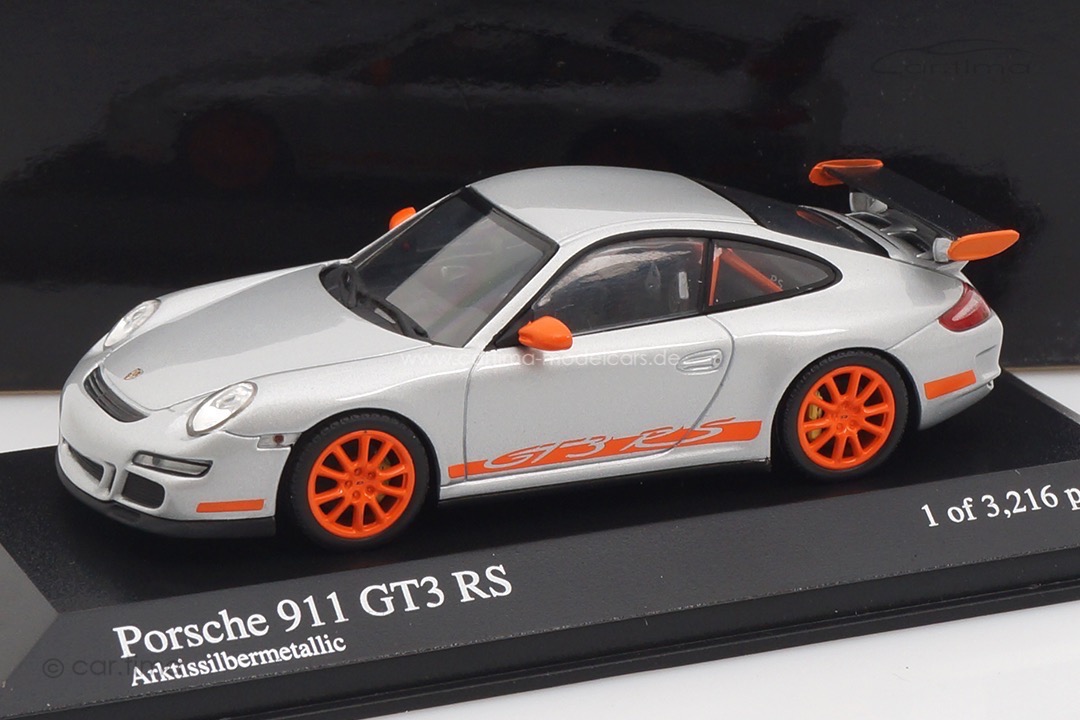Porsche 911 (997) GT3 RS Silber/orange Minichamps 1:43 400066000