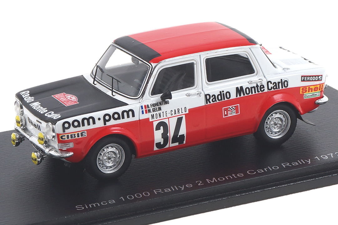 Simca 1000 Rallye 2 Rallye Monte Carlo 1973 Fiorentino/Gélin Spark 1:43 S9457 Simca 1000 Rallye 2 Rallye Monte Carlo 1973 Fiorentino/Gélin Spark 1:43 S9457