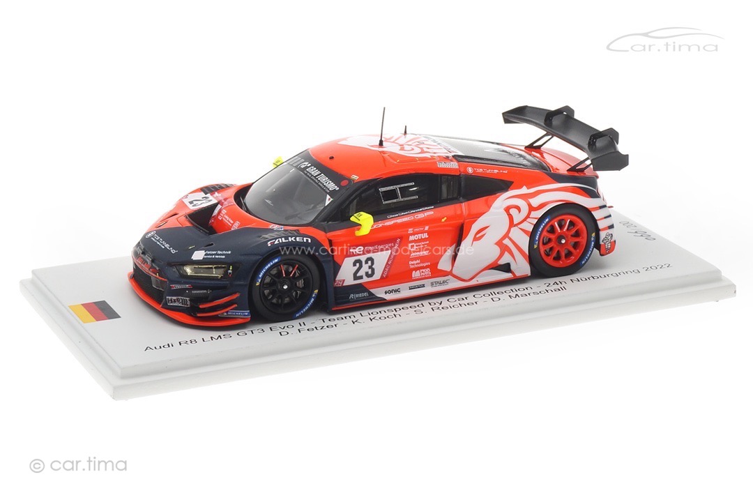 Audi R8 LMS GT3 Evo II 24h Nürburgring 2022 Fetzer/Koch/Reicher/Marschall Spark 1:43 FF018 Audi R8 LMS GT3 Evo II 24h Nürburgring 2022 Fetzer/Koch/Reicher/Marschall Spark 1:43 FF018