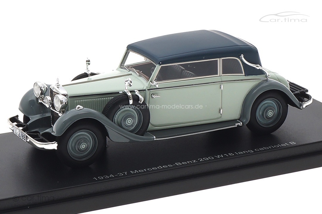 Mercedes-Benz 290 W18 lang cabriolet B 1933-36 geschlossen zweifarbig grau Esval 1:43 EMEU43043F