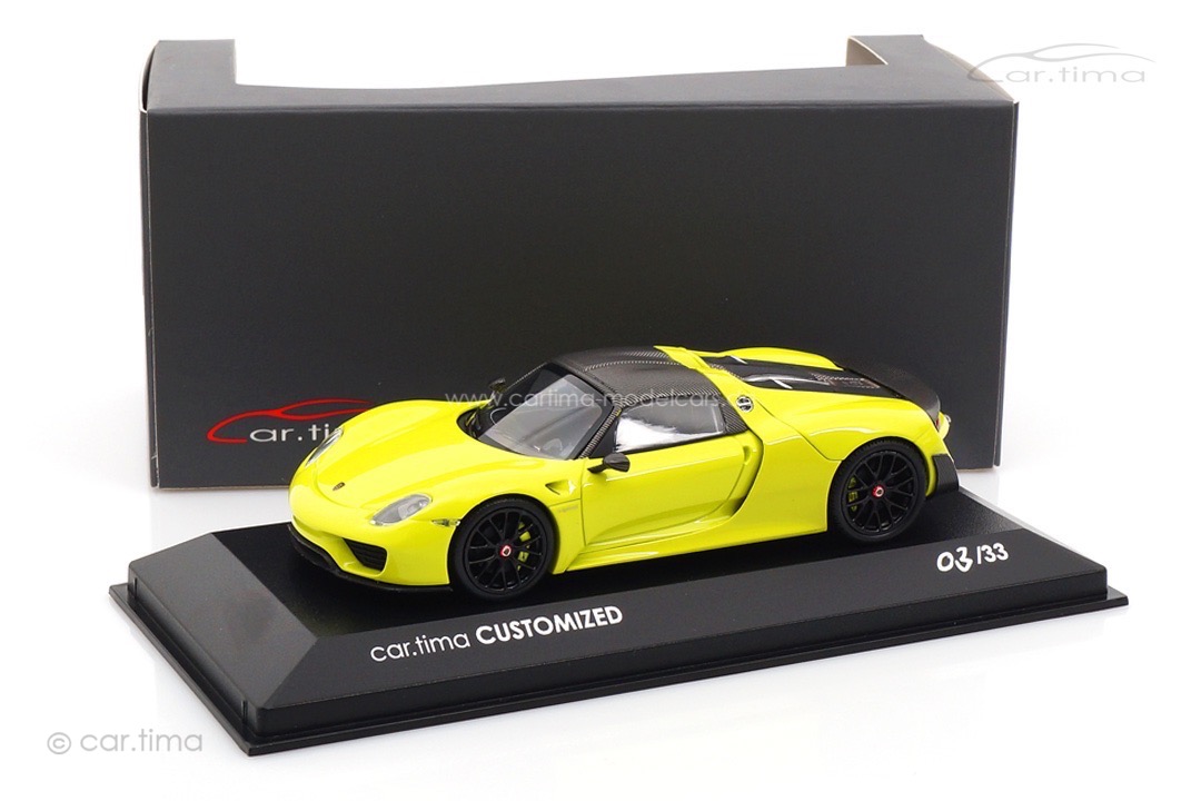 Porsche 918 Spyder Weissach Paket Acid green/Rad schwarz Minichamps car.tima CUSTOMIZED 1:43