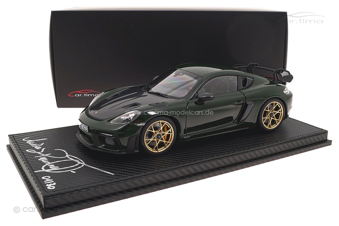 Porsche 718 GT4 RS Brewstergreen Originalsignatur Andreas Preuninger car.tima CUSTOMIZED 1:18