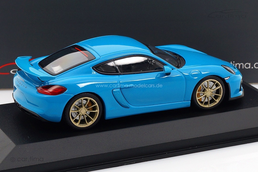 Porsche Cayman GT4 Miami blau/Rad lime gold Minichamps car.tima CUSTOMIZED 1:43