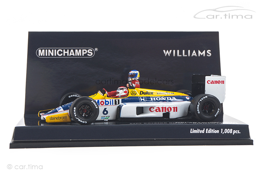 Williams Honda FW11 GP Germany 1986 Rosberg riding on Piquet Minichamps 1:43 410860106