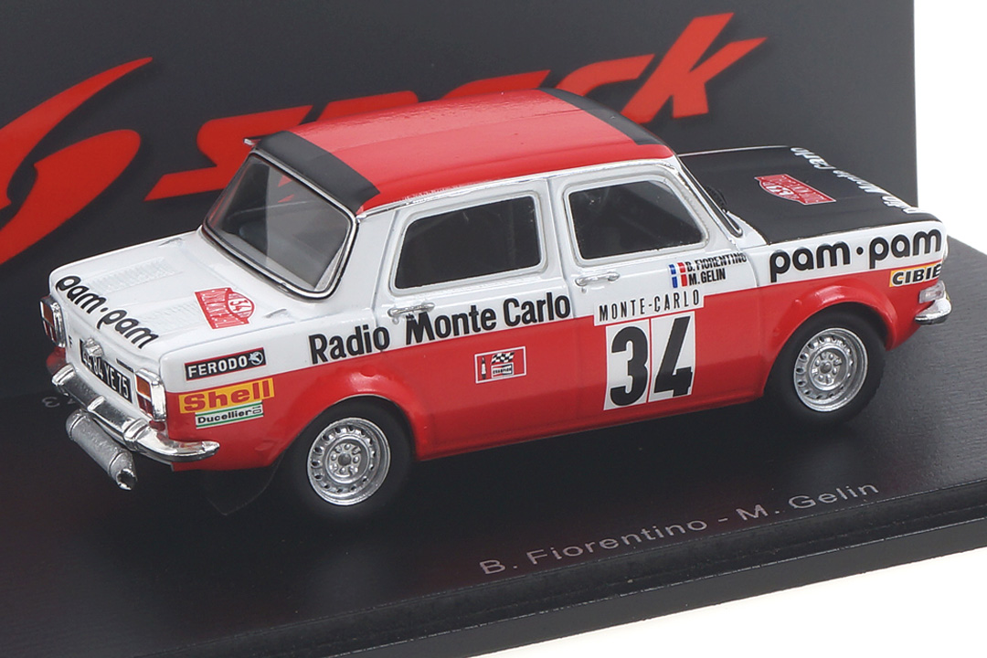 Simca 1000 Rallye 2 Rallye Monte Carlo 1973 Fiorentino/Gélin Spark 1:43 S9457 Simca 1000 Rallye 2 Rallye Monte Carlo 1973 Fiorentino/Gélin Spark 1:43 S9457