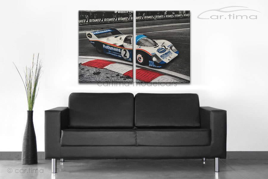 Kunstdruck auf Leinwand/Keilrahmen Porsche 956 K Bell / Bellof 120x80 cm