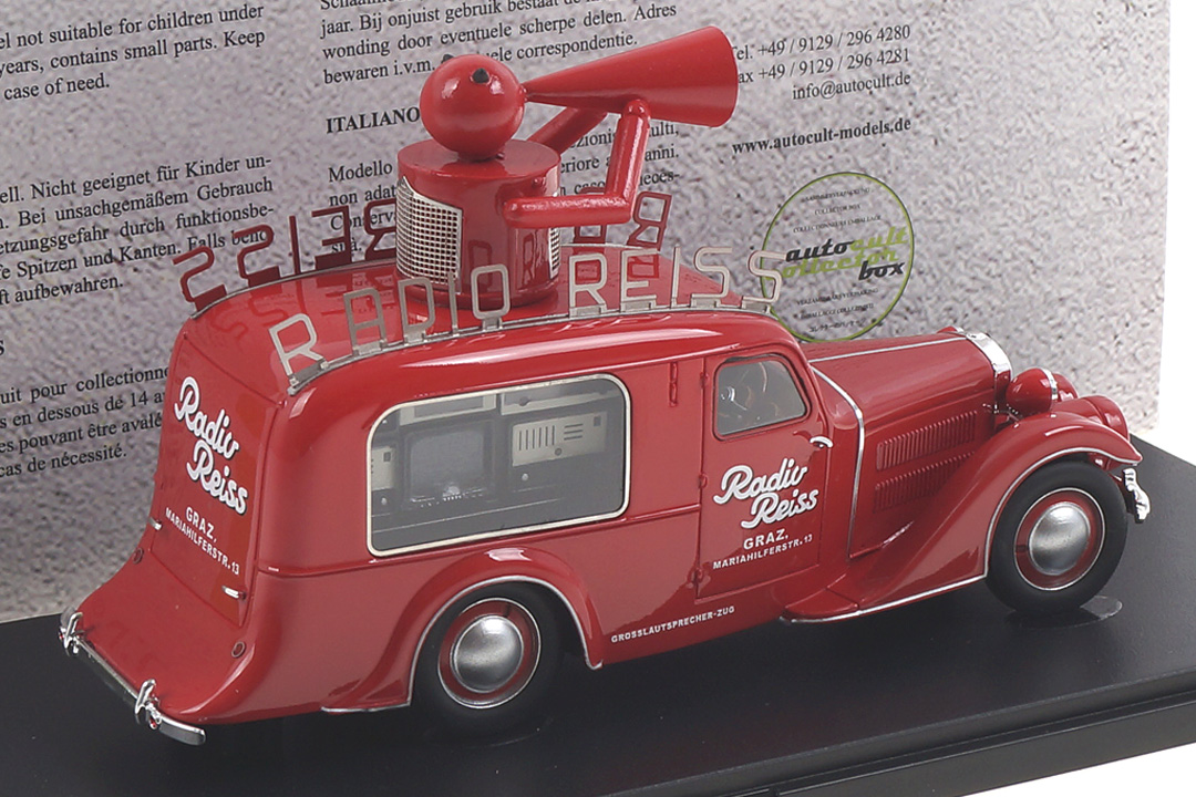 Steyr XX Verkaufswagen "Radio Reiss" autocult 1:43 08014 Steyr XX Verkaufswagen "Radio Reiss" autocult 1:43 08014