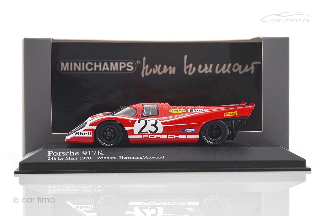 Porsche 917K Winner 24h Le Mans 1970 Originalsignatur Hans Herrmann Minichamps 1:43