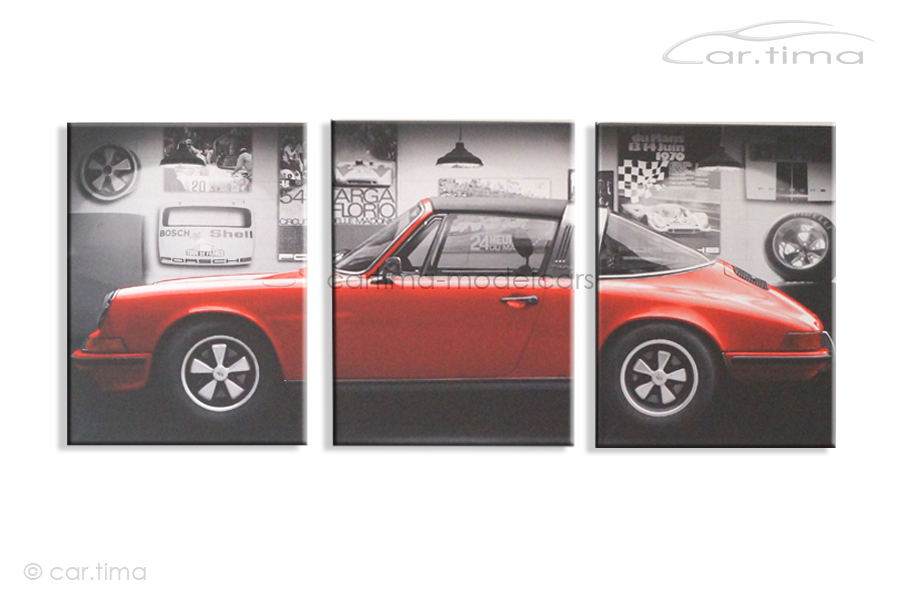 Kunstdruck auf Leinwand/Keilrahmen Porsche 911 S Polorot 136,5x60 cm