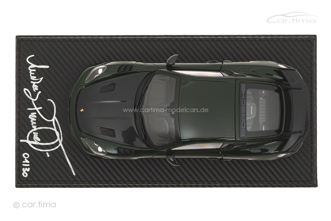 Porsche 718 GT4 RS Brewstergreen Originalsignatur Andreas Preuninger car.tima CUSTOMIZED 1:18 Porsche 718 GT4 RS Brewstergreen Originalsignatur Andreas Preuninger car.tima CUSTOMIZED 1:18