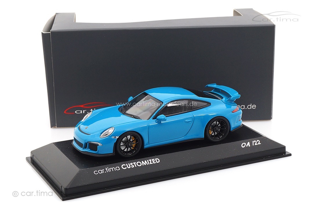 Porsche 911 (991) GT3 Rivierablau/Rad schwarz Minichamps car.tima CUSTOMIZED 1:43