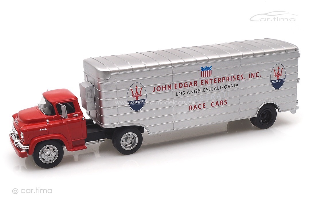 GMC Renntransporter Maserati "John Edgar Enterprises" rot/silber Schuco 1:43 450918200 GMC Renntransporter Maserati "John Edgar Enterprises" rot/silber Schuco 1:43 450918200