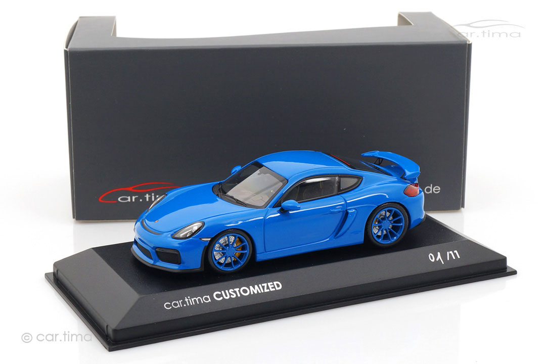 Porsche Cayman GT4 Voodooblau/Rad voodooblau Minichamps car.tima CUSTOMIZED 1:43