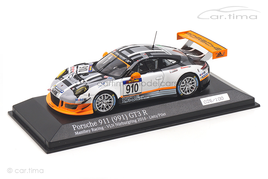 Porsche 911 GT3 R VLN Nürburgring 2016 #910 Lietz/Pilet Manthey Racing Minichamps 1:43