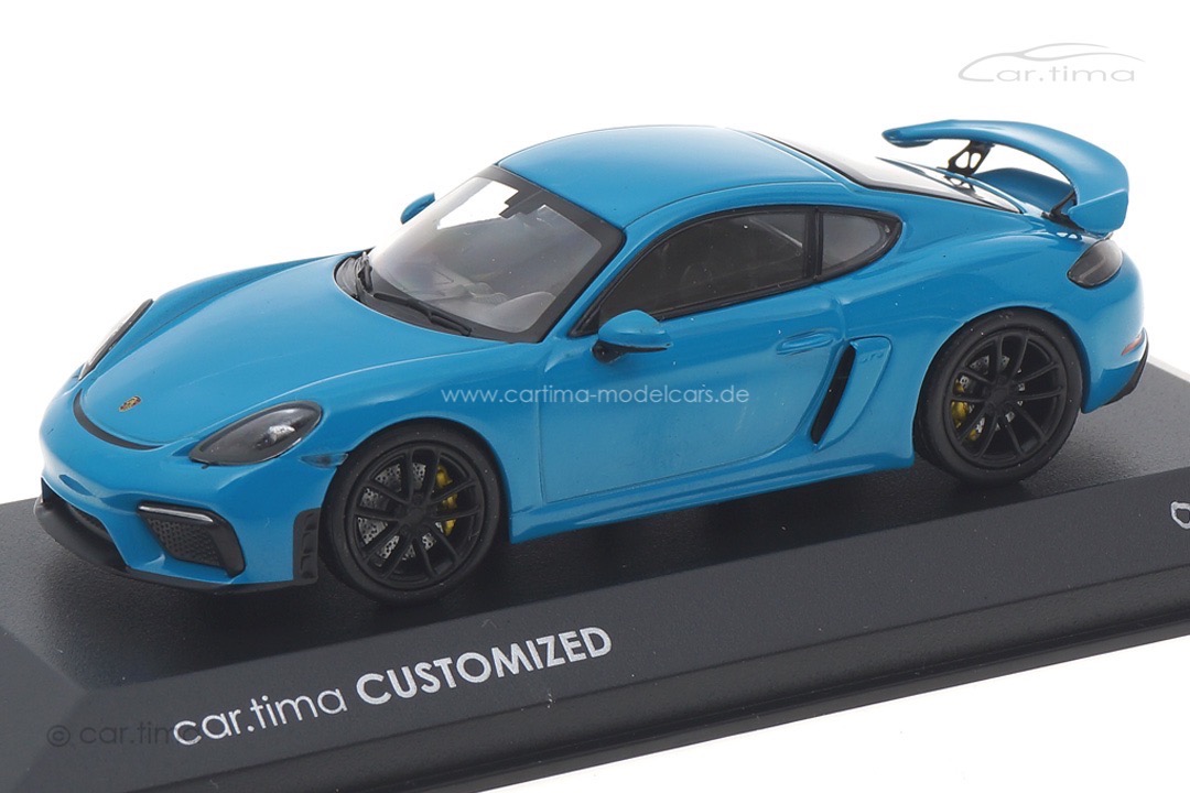 Porsche 718 Cayman GT4 Miami blau/Rad schwarz Minichamps car.tima CUSTOMIZED 1:43 Porsche 718 Cayman GT4 Miami blau/Rad schwarz Minichamps car.tima CUSTOMIZED 1:43
