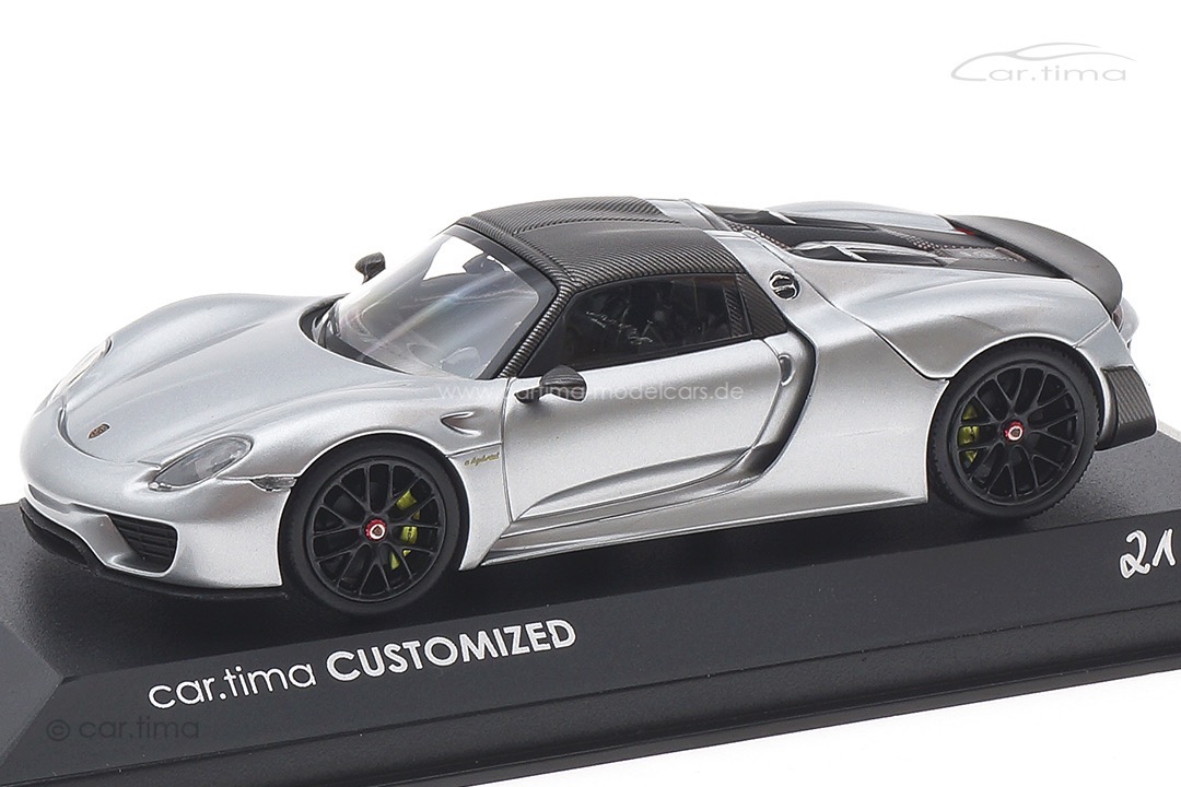 Porsche 918 Spyder Weissach Paket - silber / Rad schwarz - Minichamps - car.tima CUSTOMIZED Porsche 918 Spyder Weissach Paket - silber / Rad schwarz - Minichamps - car.tima CUSTOMIZED