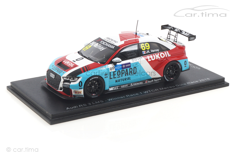 Audi RS3 LMS Winner WTCR Macau 2018 Jean-Karl Vernay Spark 1:43 SA202 Audi RS3 LMS Winner WTCR Macau 2018 Jean-Karl Vernay Spark 1:43 SA202