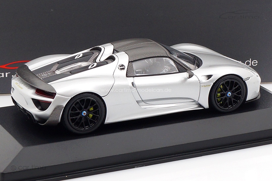 Porsche 918 Spyder Weissach Paket Rhodiumsilber/Rad schwarz Minichamps car.tima CUSTOMIZED 1:43