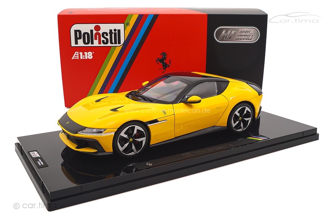 Ferrari 12Cilindri Giallo Modena inkl. Vitrine Polistil 1:18 18FE02014-HC