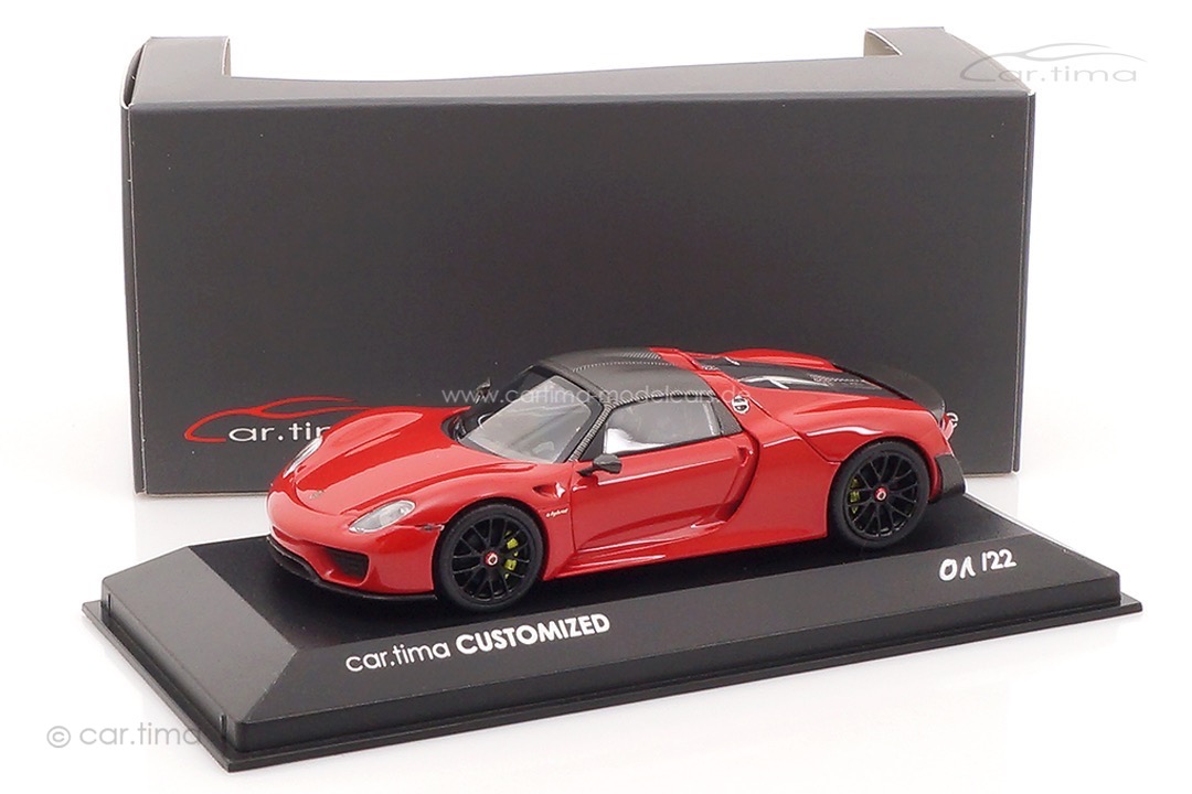 Porsche 918 Spyder Weissach Paket Indischrot/Rad schwarz Minichamps car.tima CUSTOMIZED 1:43