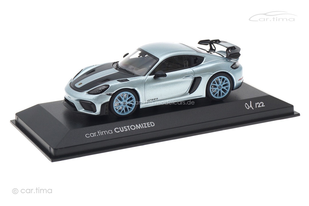 Porsche 718 Cayman GT4 RS Azzuro Thetys/Rad gulfblau Minichamps car.tima CUSTOMIZED 1:43