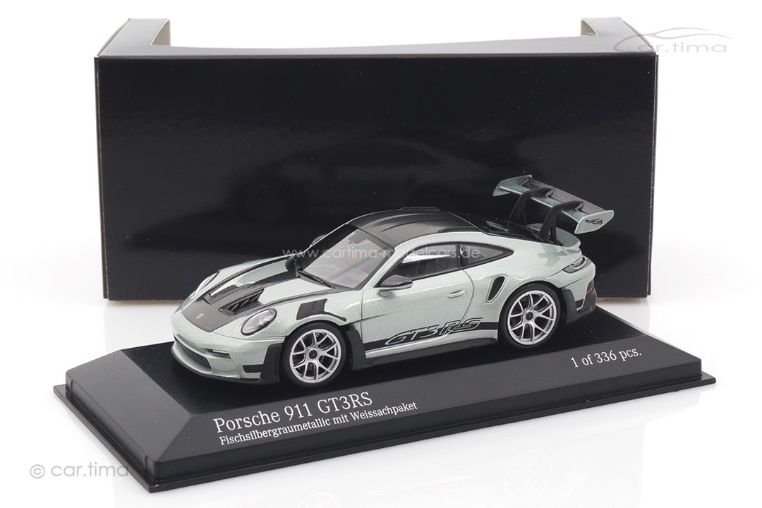 Porsche 911 (992) GT3 RS Weissach Package Fischsilbergraumet. Minichamps 1:43 410062117