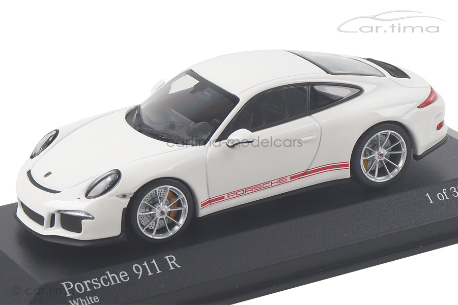 Porsche 911 (991) R weiß/Schrift rot Minichamps 1:43 410066221 Porsche 911 (991) R weiß/Schrift rot Minichamps 1:43 410066221
