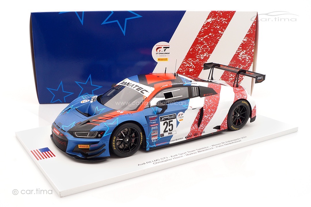 Audi R8 LMS GT3 Winner 8h Indianapolis Winkelhock/Niederhauser/Haase Spark 1:18 FF021