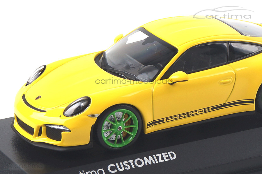 Porsche 911 (991) R Racinggelb/Rad grün Minichamps car.tima CUSTOMIZED 1:43 Porsche 911 (991) R Racinggelb/Rad grün Minichamps car.tima CUSTOMIZED 1:43