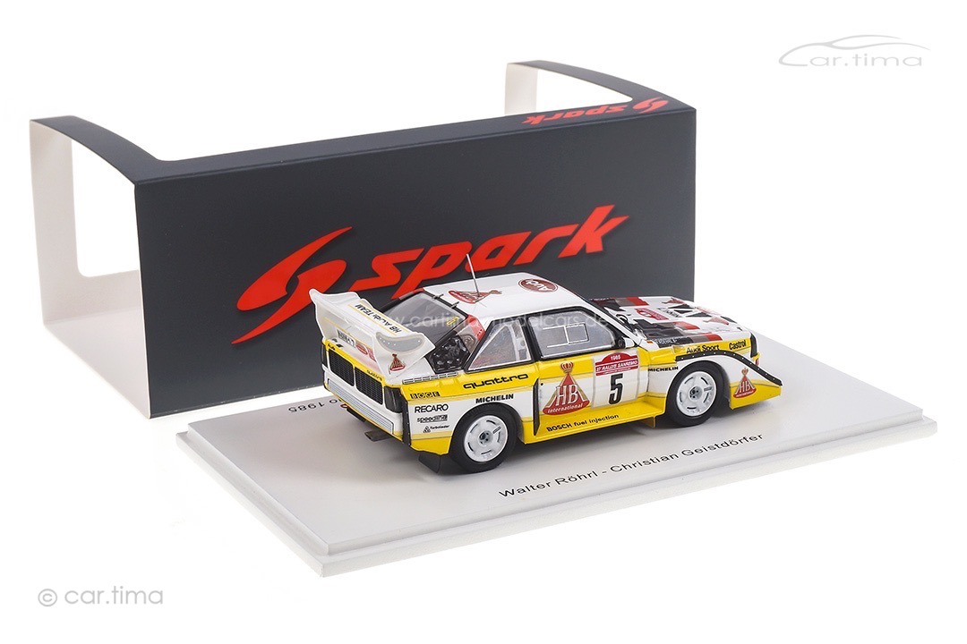 Audi Sport quattro S1 E2 Winner Rallye San Remo 1985 Röhrl/Geistdörfer Spark 1:43 S5192 Audi Sport quattro S1 E2 Winner Rallye San Remo 1985 Röhrl/Geistdörfer Spark 1:43 S5192