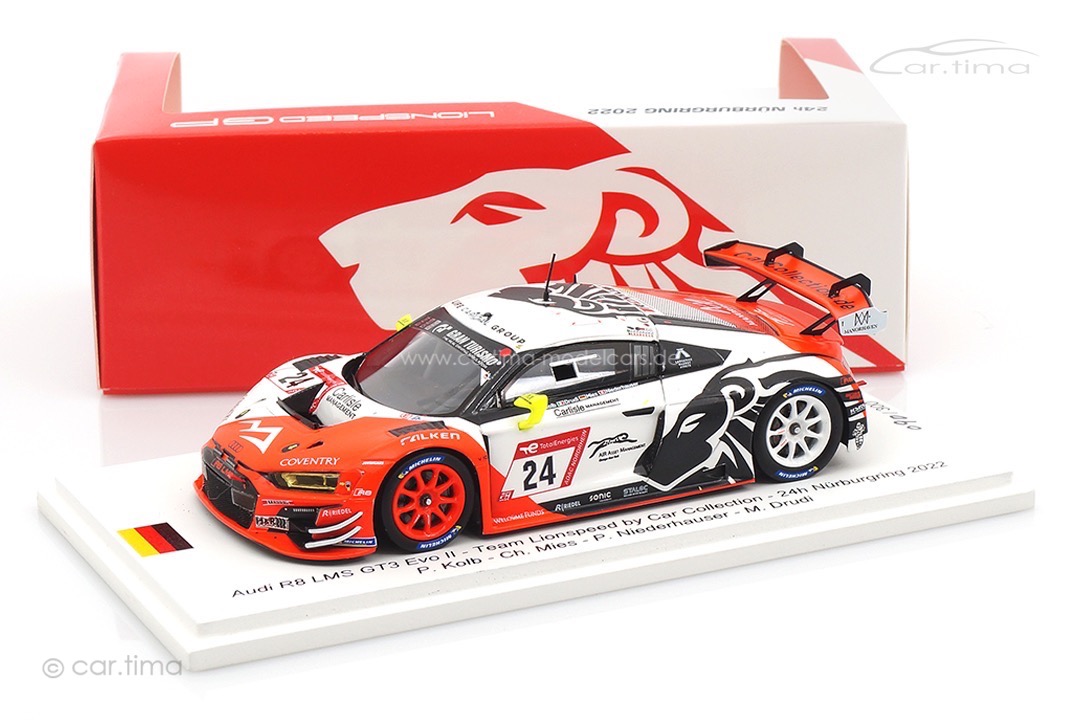Audi R8 LMS GT3 Evo II 24h Nürburgring 2022 Kolb/Mies/Niederhauser/Drudi Spark 1:43 FF016