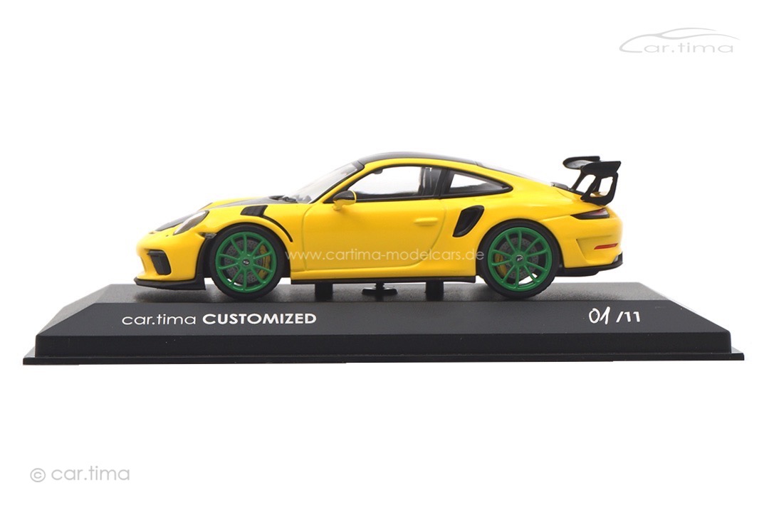 Porsche 911 (991 II) GT3 RS Racinggelb/Rad vipergrün Minichamps car.tima CUSTOMIZED 1:43