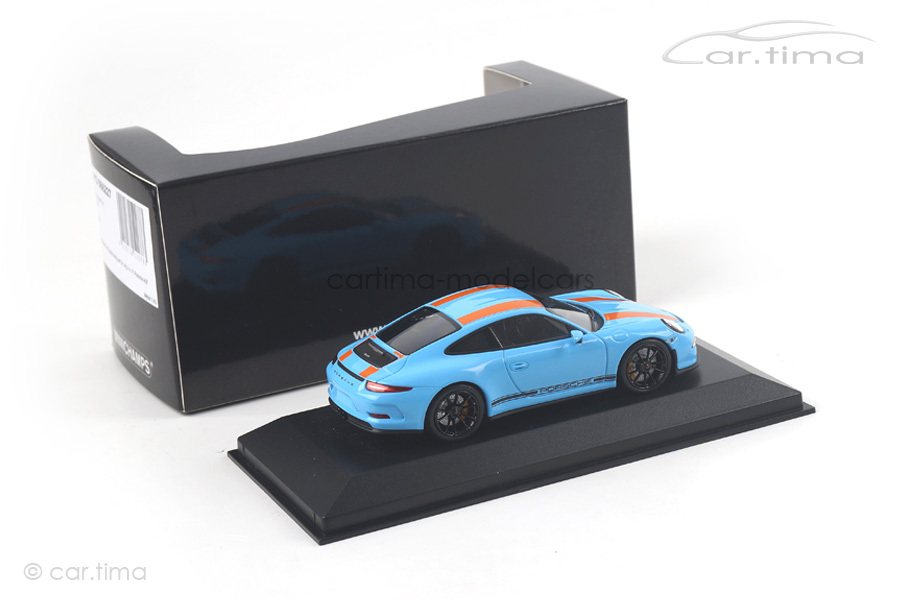 Porsche 911 (991) R Gulfblau/Dekorstreifen orange Minichamps 1:43 413066227