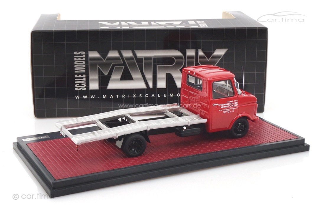 Opel Blitz Hahn Porsche Service Renntransporter rot Matrix 1:43 MX51502-021