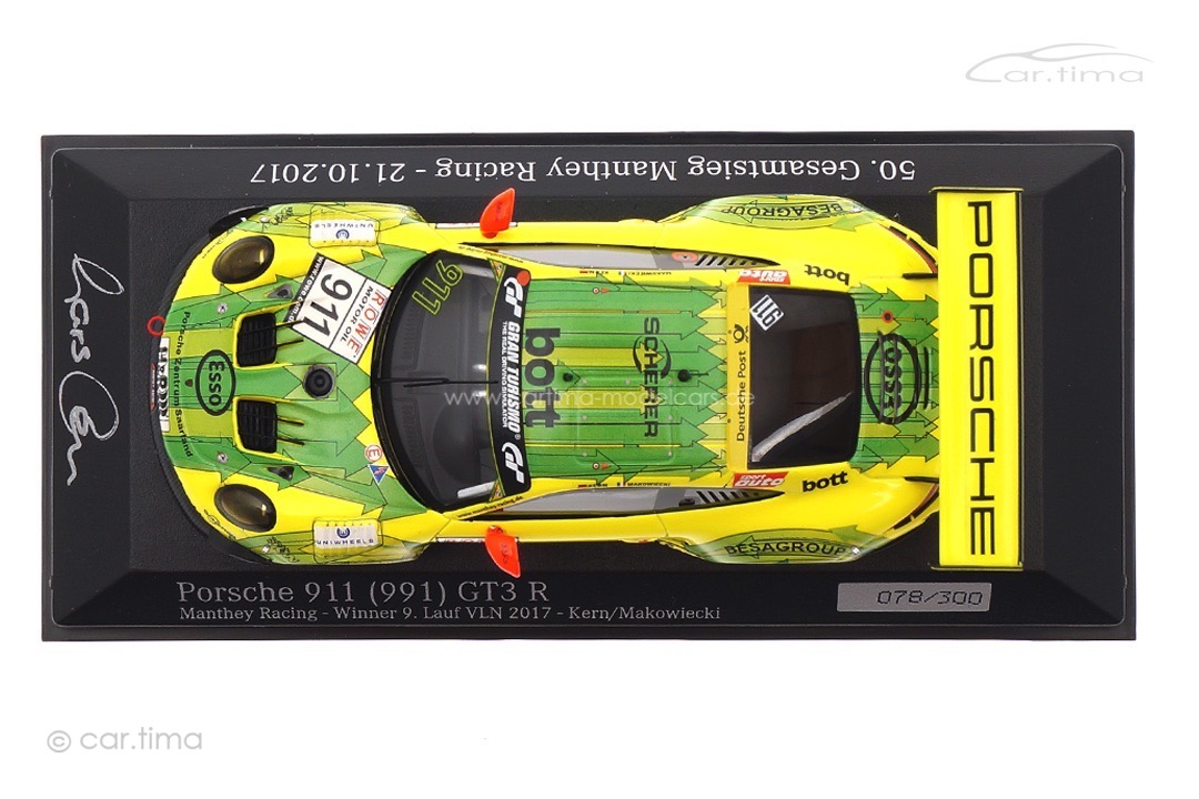 Porsche 911 GT3 R Winner 9. Lauf VLN 2017 Originalsignatur Lars Kern Minichamps 1:43 CA04318002SIG Porsche 911 GT3 R Winner 9. Lauf VLN 2017 Originalsignatur Lars Kern Minichamps 1:43 CA04318002SIG