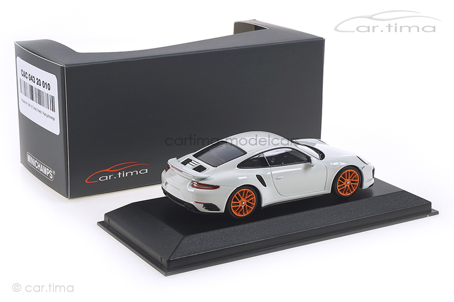 Porsche 911 (991 II) Turbo S Weiß / Rad gulforange Minichamps car.tima CUSTOMIZED