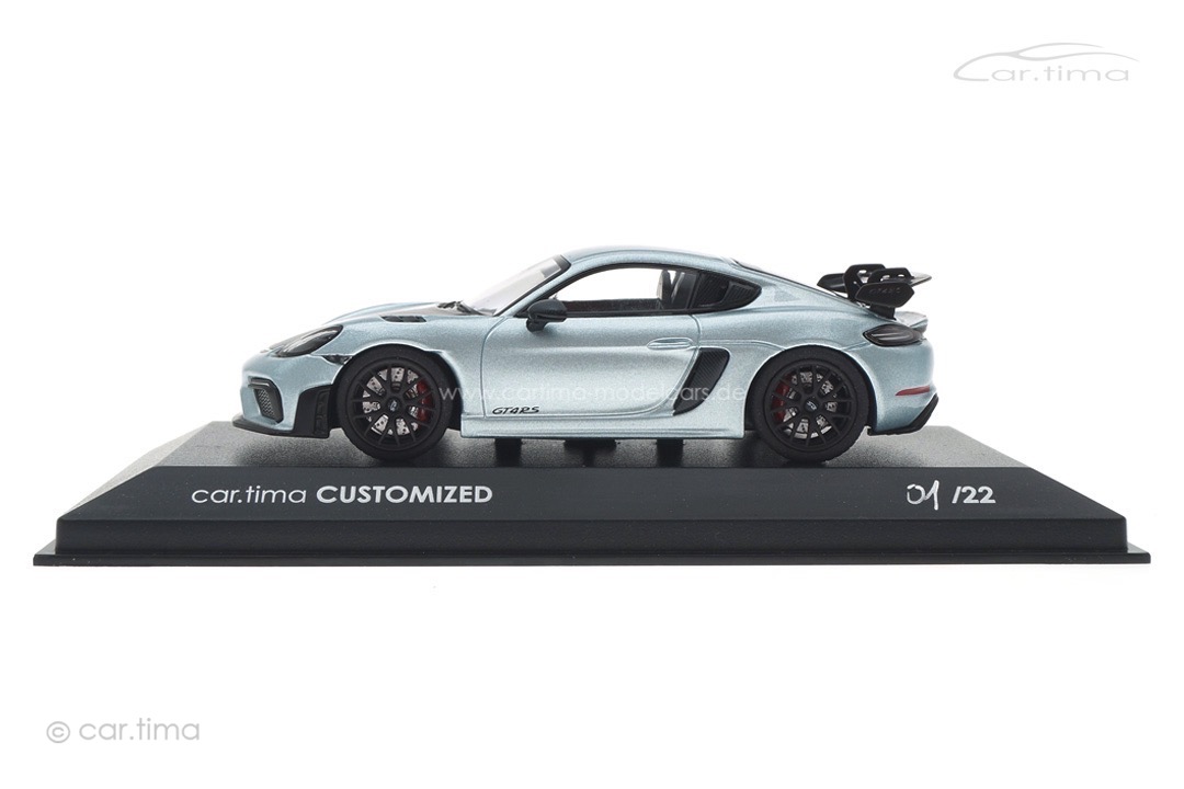 Porsche 718 Cayman GT4 RS Azzuro Thetys/Rad schwarz Minichamps car.tima CUSTOMIZED 1:43 Porsche 718 Cayman GT4 RS Azzuro Thetys/Rad schwarz Minichamps car.tima CUSTOMIZED 1:43