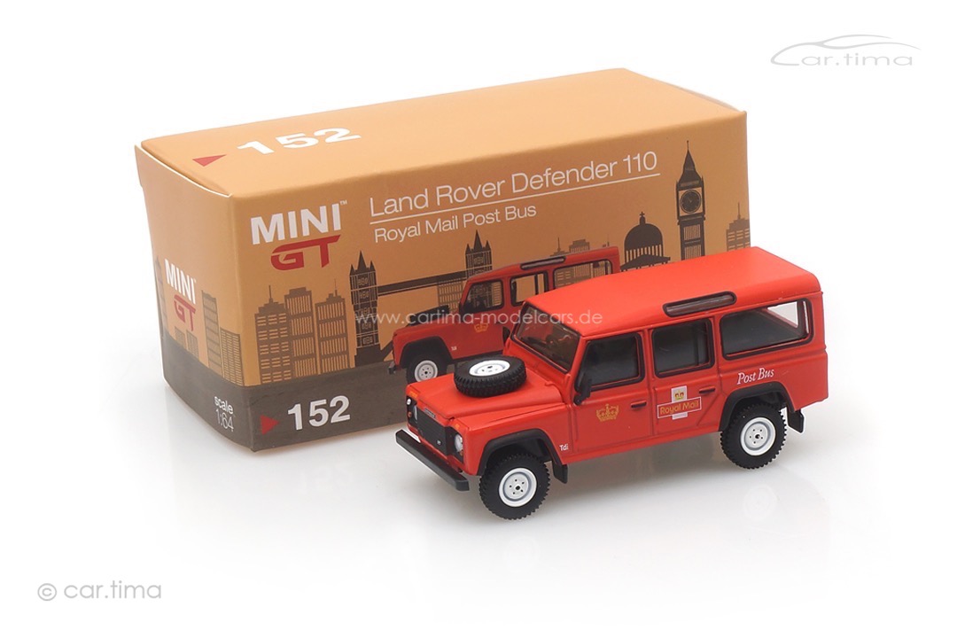 Land Rover Defender 110 Royal Mail Post Bus RHD MINI GT 1:64 MGT00152-R