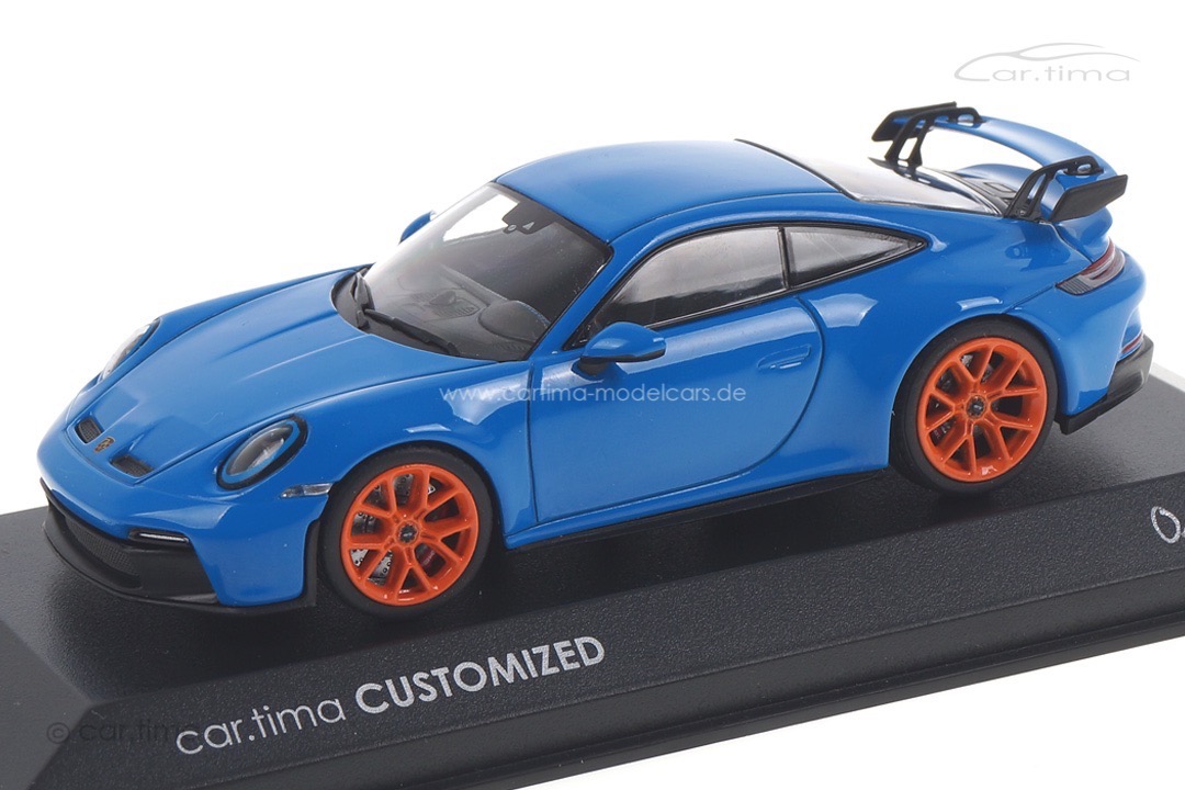 Porsche 911 (992) GT3 Sharkblue/Rad Gulforange Minichamps car.tima CUSTOMIZED 1:43