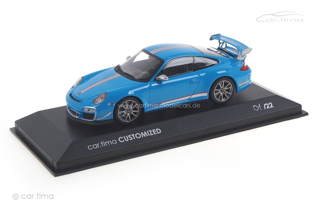 Porsche 911 (997 II) GT3 RS 4.0 Rivierablau/Rad silber Minichamps car.tima CUSTOMIZED 1:43